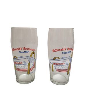 McDonald's Drinking Glasses Set Classic Retro 50's 1995 Clear Restaurant Decor